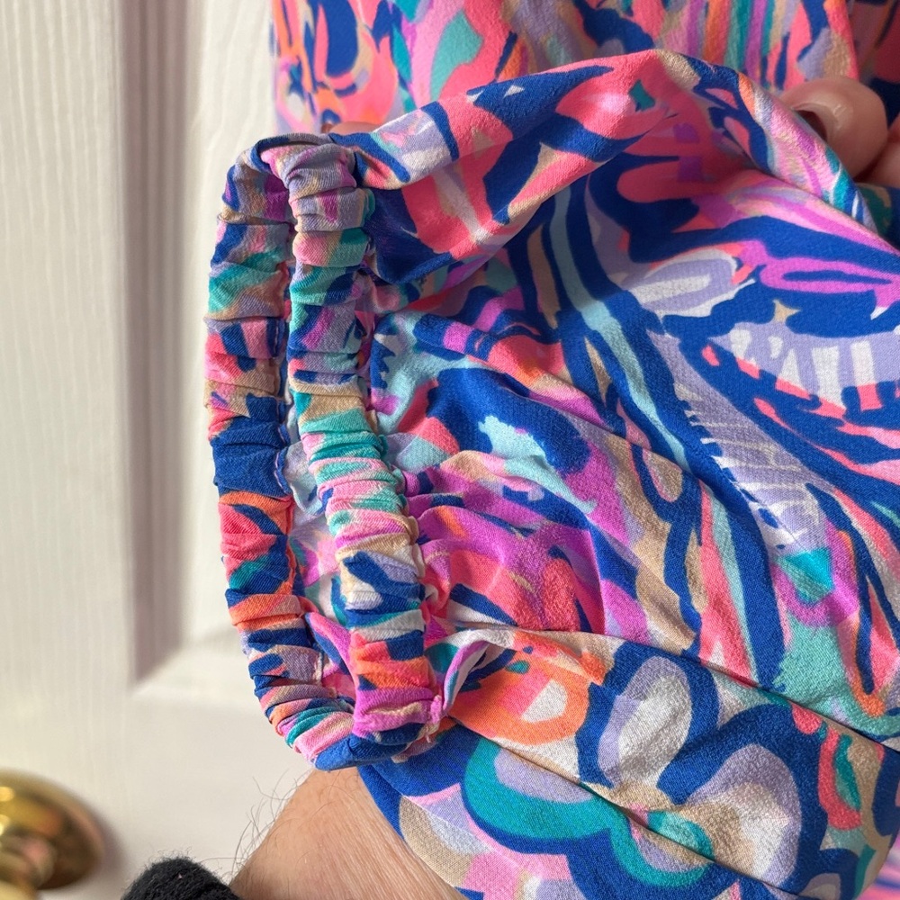 Lilly Pulitzer Elsa Vibrant Pink and Blue Blouse - Picture 4 of 5